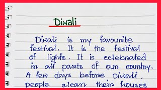 Paragraph writing on Diwali Festival in English  Short essay on Diwali Festival [upl. by Luigino]