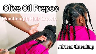 How to Grow Waist Length natural Hair My daughters Hair Care Routine For Growth Wash Day Routine [upl. by Ashbey327]