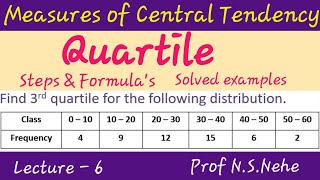 6 Quartiles  Measures of Central Tendency  formula and example of Quartile  Statistics [upl. by Iorgo]