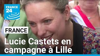 Politique française  la candidate NFP à Matignon Lucie Castets en campagne à Lille • FRANCE 24 [upl. by Paulsen45]