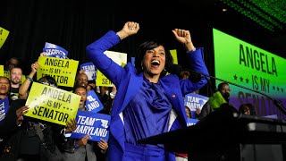 Alsobrooks celebrates victory over Hogan in Maryland Senate race [upl. by Acirema]