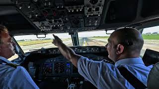 Pilot Cockpit View during Take Off and landing at Paris airport  turbulence  Boeing 737 [upl. by Eyk]