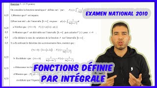 2 BAC SM  Correction de lexamen 2010  partie Analyse  étude de fonction définie par intégrale [upl. by Htidirem]