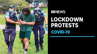 Antilockdown protesters clash in Melbourne and Sydney  ABC News [upl. by Yeltihw840]