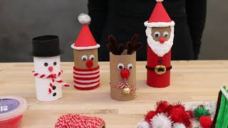 Activité de Noël pour enfants  Transformer des rouleaux vides en personnages de Noël [upl. by Kipp]