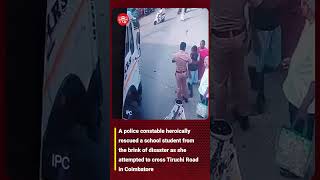 Constable saves student from truck accident at Tiruchi [upl. by Kacey]