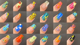 Easy and simple nail art  New easy nail idea Diseños de uñas 🌺💅 [upl. by Kneeland]