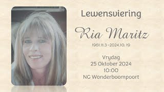 Lewensviering  Ria Maritz  1961113 202410 19  Vrydag 25 Oktober 2024  1000 [upl. by Elton620]