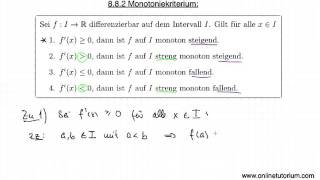 Mathematik Monotoniekriterium  Video Erklärung [upl. by Aliber]