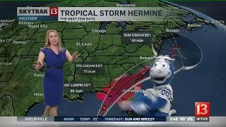 Colts mascot Blue invades WTHR Sunrise [upl. by Woodsum]