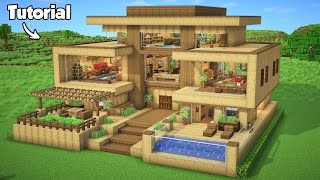 Minecraft How to Build a Survival Wooden House Tutorial Easy 3  Interior in Description [upl. by Harobed]