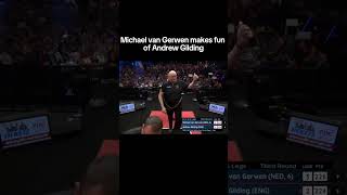 Disrespectful Michael van Gerwen imitates Andrew Gilding darts [upl. by Uwkuhceki]