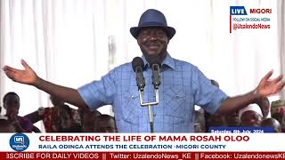 Raila Odingas Speech in Migori during Celebration of Mama Rosah Oyoo 10th Anniversary FULL SPEECH [upl. by Ellegna]