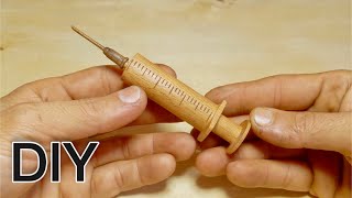 Lets make a wooden syringe 💉  Woodturning fun [upl. by Leumhs]