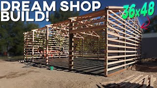 HUGE PROGRESS On The Dream Garage 36x48 Pole Barn Post Frame Build [upl. by Marshal]