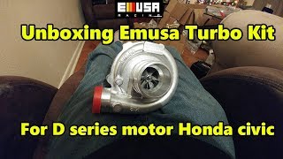 Unboxing of ebay Emusa D16 turbo kit for Honda civic [upl. by Septima]