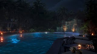 A Relaxing Swimming Pool With Private Waterfall  Relaxing Water Feature For 8 Hours  4K [upl. by Anyela]