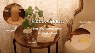 Hello april ⎹ too many lattes a reading corner and a new tbr amp bujo spread 🌼🍃 [upl. by Rodavlas]