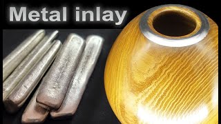 Woodturning project  How to add a Pewter Metal Inlay  ASMR [upl. by Yeo286]