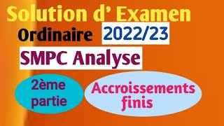 Solution dExamen  Analyse SMPC  2ère partie  Session ordinaire  202122 [upl. by Kurtzig]