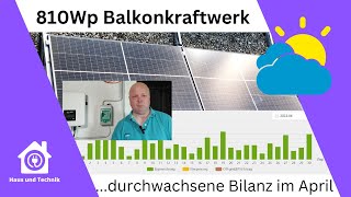 Unser 810 Wp Balkonkraftwerk – von Null Ertrag bis zur Leistungsbegrenzung alles dabei im April 2023 [upl. by Bonnice419]