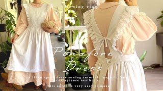 DIY Pinafore Dress 💫  DIY Cottagecore Apron Dress Sewing Tutorial 🌻 [upl. by Shuman]