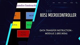 Data Transfer InstructionsBEC405A8051 MicrocontrollerVTUBEECE8051 MOVMOVCMOVXStackPOPPUSH [upl. by Coopersmith]