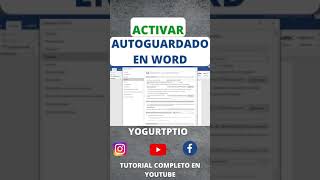 COMO ACTIVAR EL AUTOGUARDADO EN WORD  SALVA TUS ARCHIVOS  2021✅Shorts [upl. by Rubinstein]