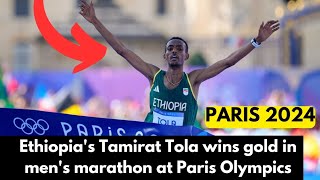 Tamirat Tola wins gold in mens marathon at Paris Olympics [upl. by Aitnahs]