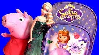 Elsa Backpack Surprise of Princess Sofia the First Surprise Eggs with PeppaPig Disney Frozen toys [upl. by Corine977]