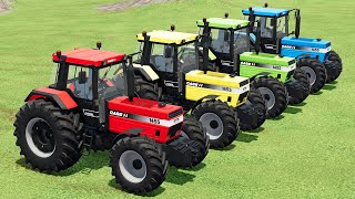 JOHN DEERE vs CASE vs CLAAS vs RIGITRAC TRACTORS amp FUEL TANKS PARKOUR  Farming Simulator 22 [upl. by Martres]