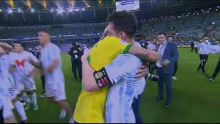 Neymar Hugs And Congratulates Messi After Copa America Win [upl. by Ennoira]