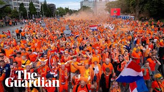 Netherlands fans dance in the streets of Hamburg ahead of first Euro 2024 match [upl. by Roselba]