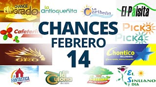 Resultados del Chance del Miércoles 14 de Febrero de 2024 Loterias 😱🤑💰💵 [upl. by Moynahan]