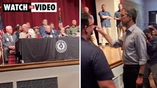 Beto ORourke confronts Texas Governor Greg Abbott at Uvalde shooting press conference [upl. by Merilyn]