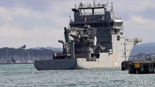 HMNZS Manawanui Berths Without Tugs Auckland  2024 [upl. by Kissner]