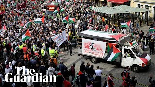 Thousands protest in Malmö against Israel taking part in Eurovision [upl. by Semmes]