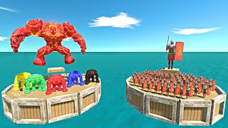 Romanus Coliseum Challenge  Lava Golem Family vs Romanus Army  Animal Revolt Battle Simulator [upl. by Lirret]