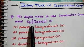 IUPAC Nomenclature Trick of Coordination compounds [upl. by Bathulda]