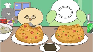 스팸 김치볶음밥 먹방만두국 애니먹방Spam Kimchi Fried Rice amp Dumpling soup  ASMR Animation Mukbang 달하나dalhana [upl. by Leonardo]