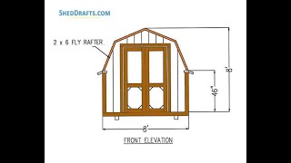 8x8 Gambrel Roof Shed Plans Blueprints [upl. by Ilbert]