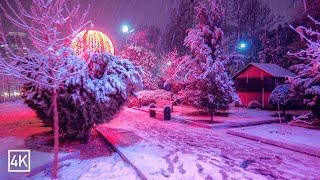 Snowy Night in TEHRAN IRAN 2022 4K  شب برفی تهران، خیابان ولیعصر [upl. by Oigufer]