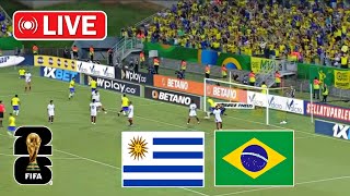 Brazil vs Uruguay Live Football  2026 Fifa World Cup Qualifiers  Bra vs Uru live CONMEBOL [upl. by Gnuh757]