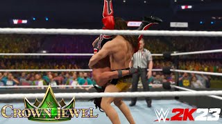 WWE 2K23  RKBro Vs AJ Styles amp Omos  Crown Jewel 2021  PS5 [upl. by Enneire]