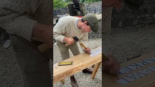 Letter Carving At Bunratty handtools ireland woodwork bunratty craft blacksmith donkey [upl. by Charity380]