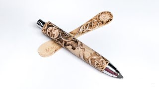 Rubinato Wood Clutch Pencil PyrographyWoodburning art [upl. by Tristam]