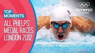 ALL Michael Phelps Olympic Medal Races from London 2012  Top Moments [upl. by Sucam791]