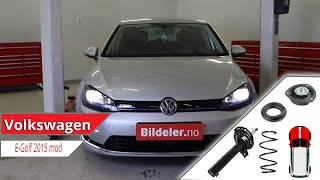 VW EGolf Hvordan bytte støtdemper fjærbeinslager og fjær foran  2013 og nyere modeller [upl. by Charie500]