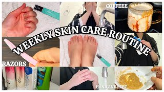 My weekly skin care Routine in saudi Arabia 😍 Hand and feet care☺️Face razors proper pampering🩶 [upl. by Igenia97]