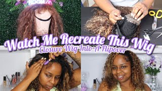 RECREATE THIS WIG WITH ME CLOSURE WIG INTO A FLIPOVER WIG [upl. by Oniskey679]